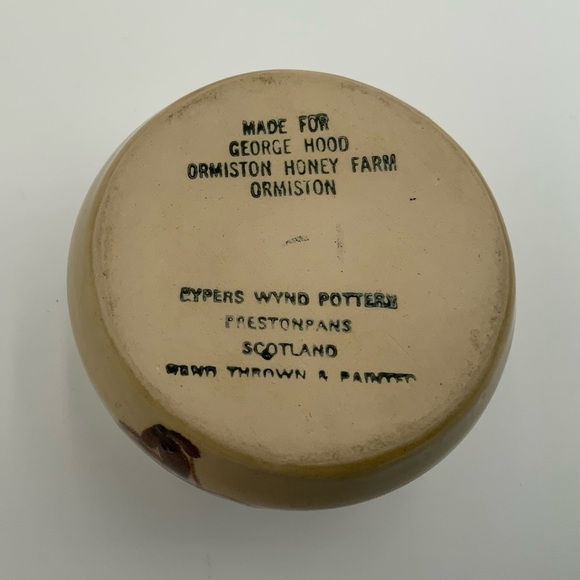 Vtg Pypers Wynd Studio Pottery Honey Jar Made For George Hood Ormiston Scotland - Picture 4 of 5